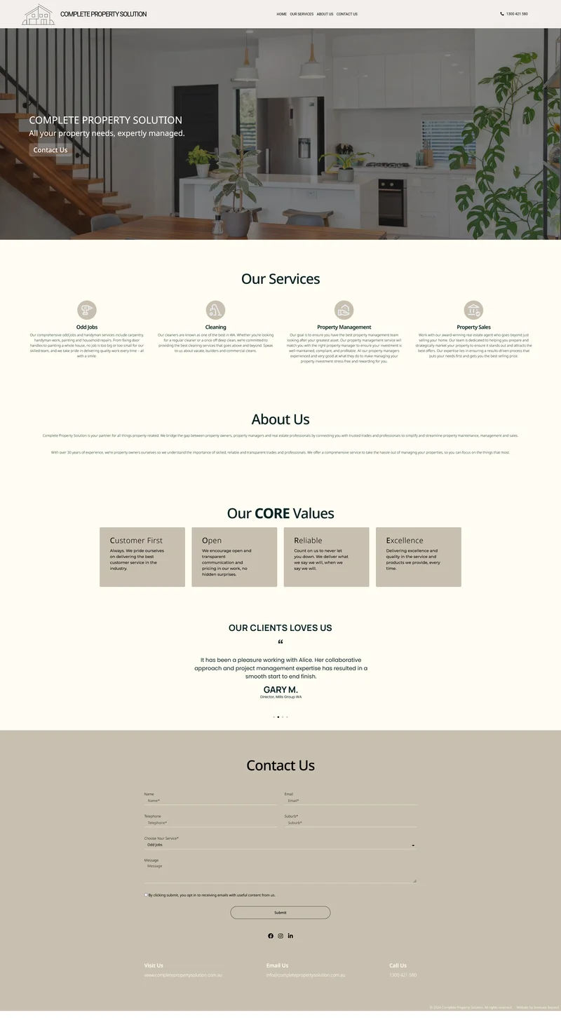 Complete Property Solution website screenshot
