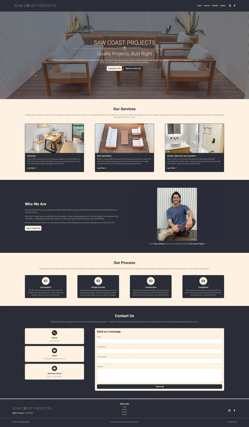 Saw Coast Projects website screenshot